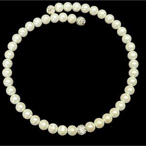 Elegant Glam Faux Pearl And Rhinestone Coil Necklace